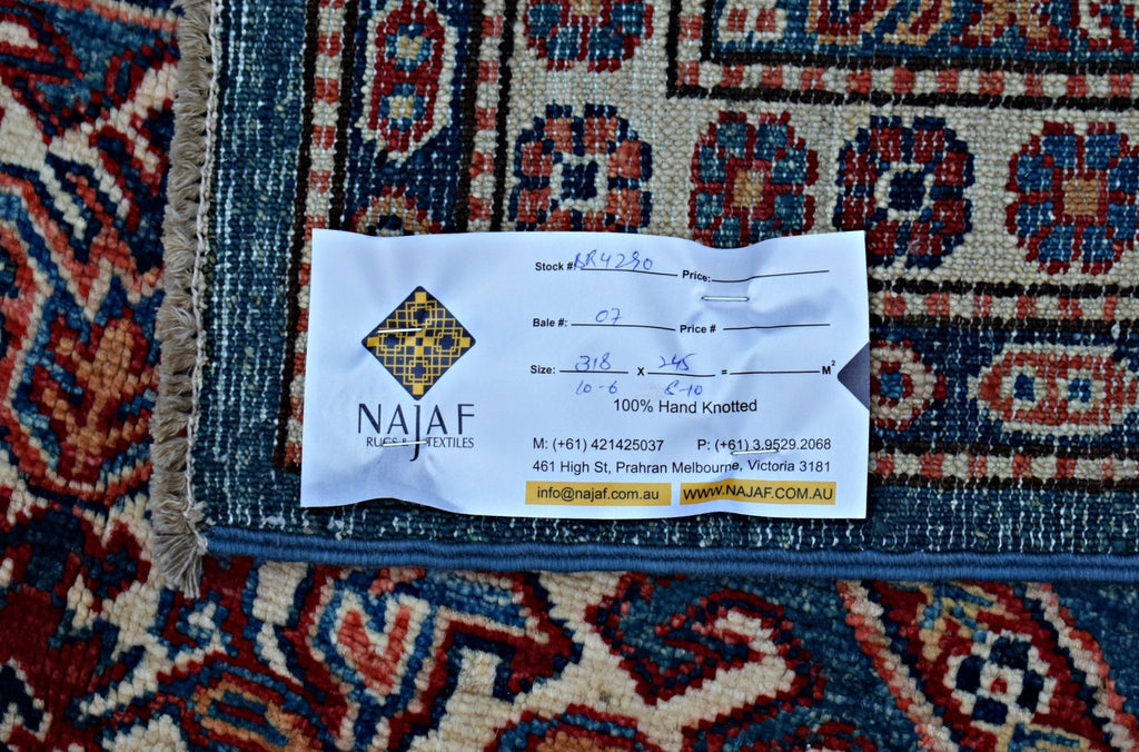 Handmade Afghan Super Kazakh Rug | 318 x 245 cm | 10'6" x 8'10" - Najaf Rugs & Textile