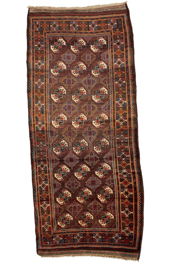 Handmade Afghan Tribal Baluch Rug | 307 x 140 cm | 10' x 4'6" - Najaf Rugs & Textile