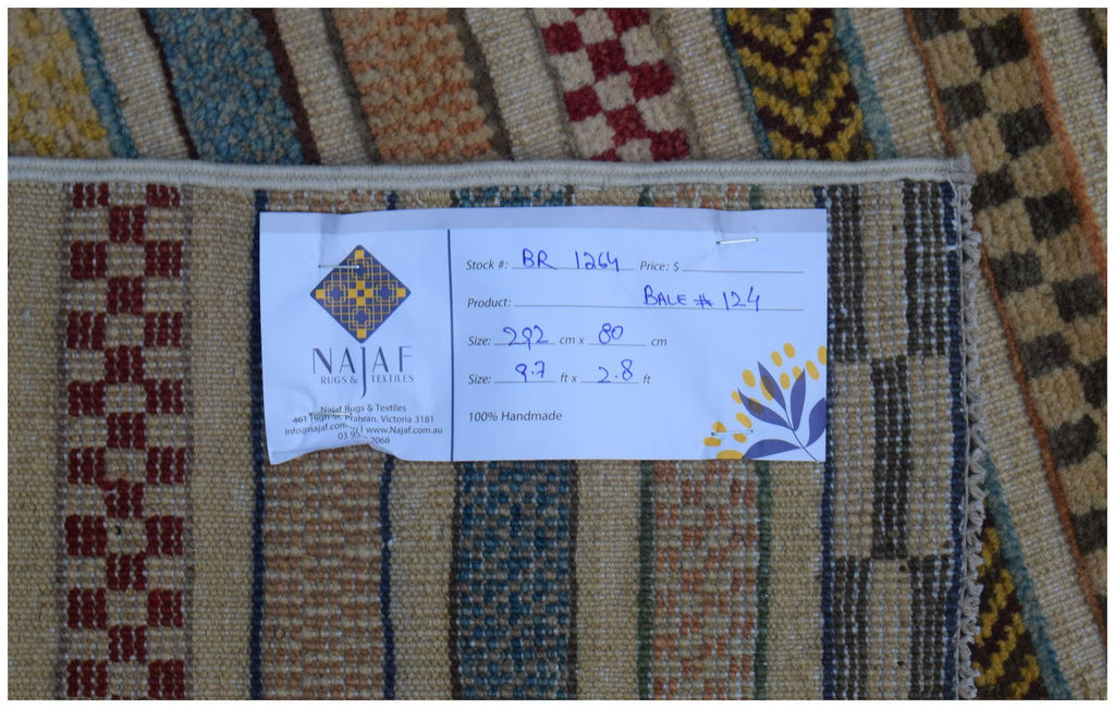 Handmade Afghan Tribal Barjasta Hallway Runner | 292 x 80 cm | 9'7" x 2'8" - Najaf Rugs & Textile