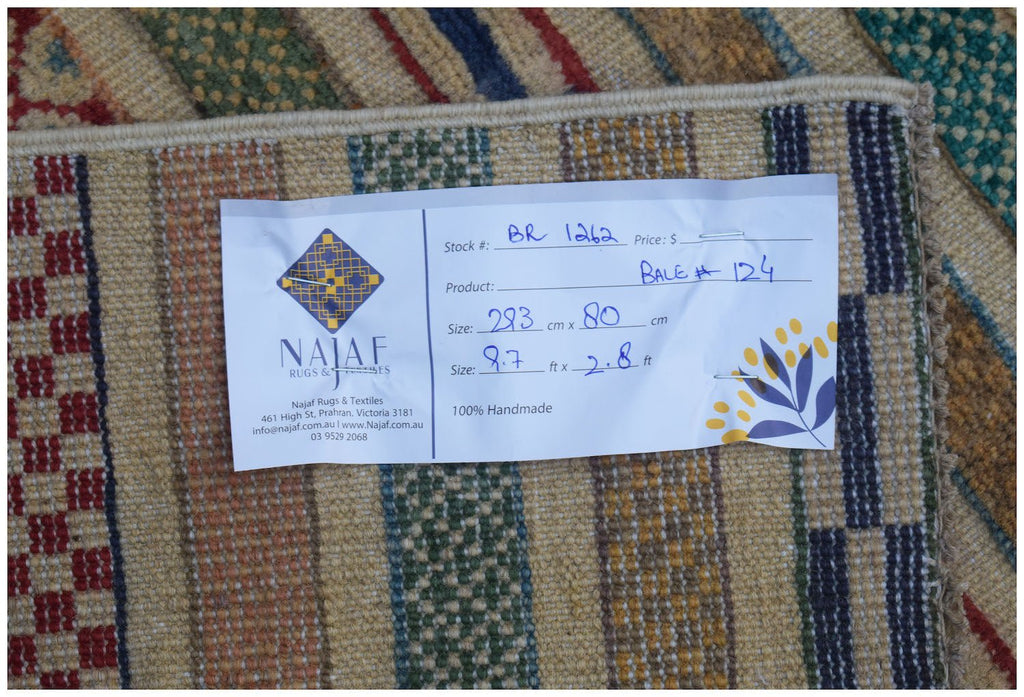 Handmade Afghan Tribal Barjasta Hallway Runner | 293 x 80 cm | 9'7" x 2'8" - Najaf Rugs & Textile