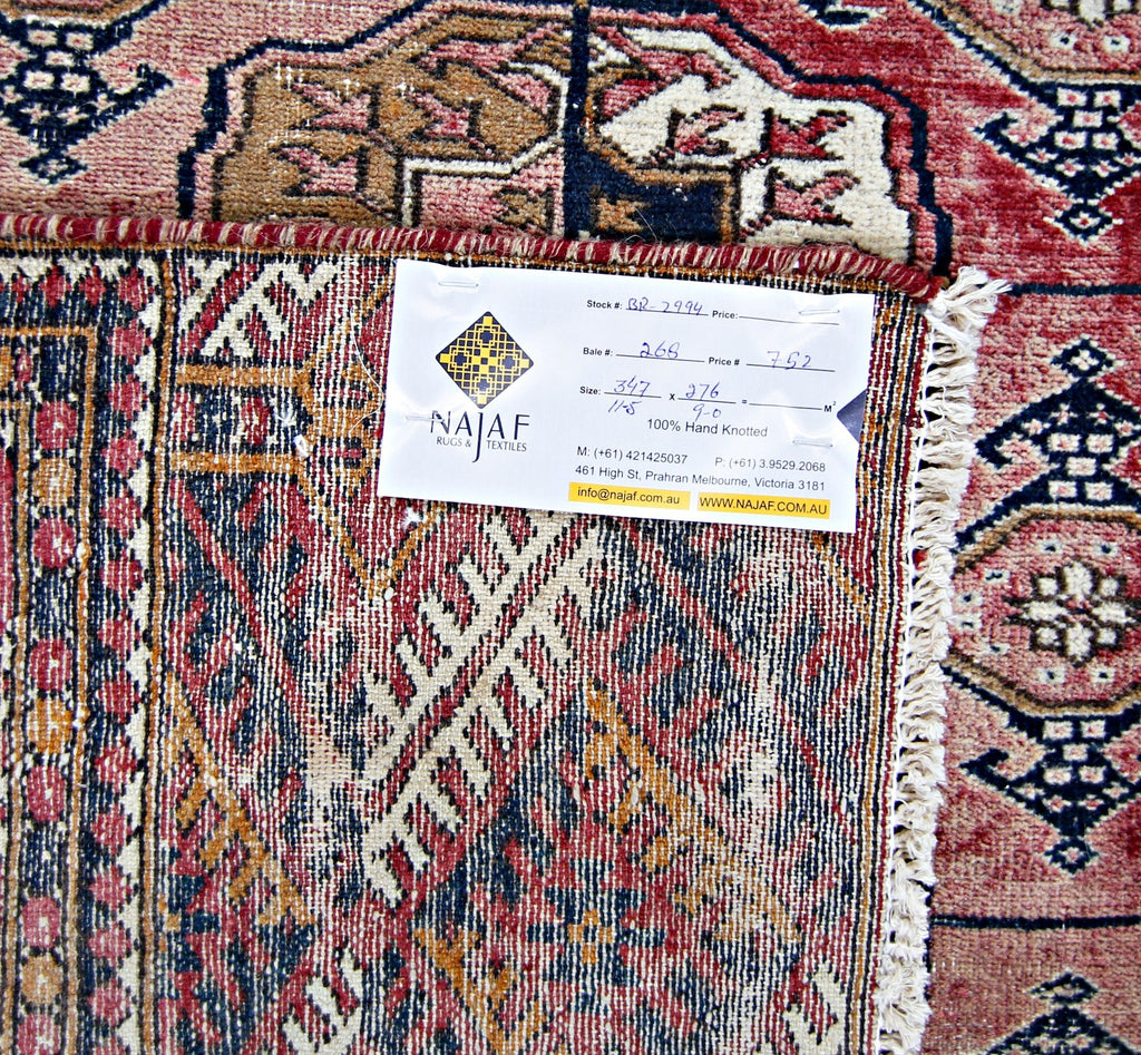 Handmade Afghan Turkmen Bokhara Rug | 347 x 276 cm | 11'5" x 9' - Najaf Rugs & Textile