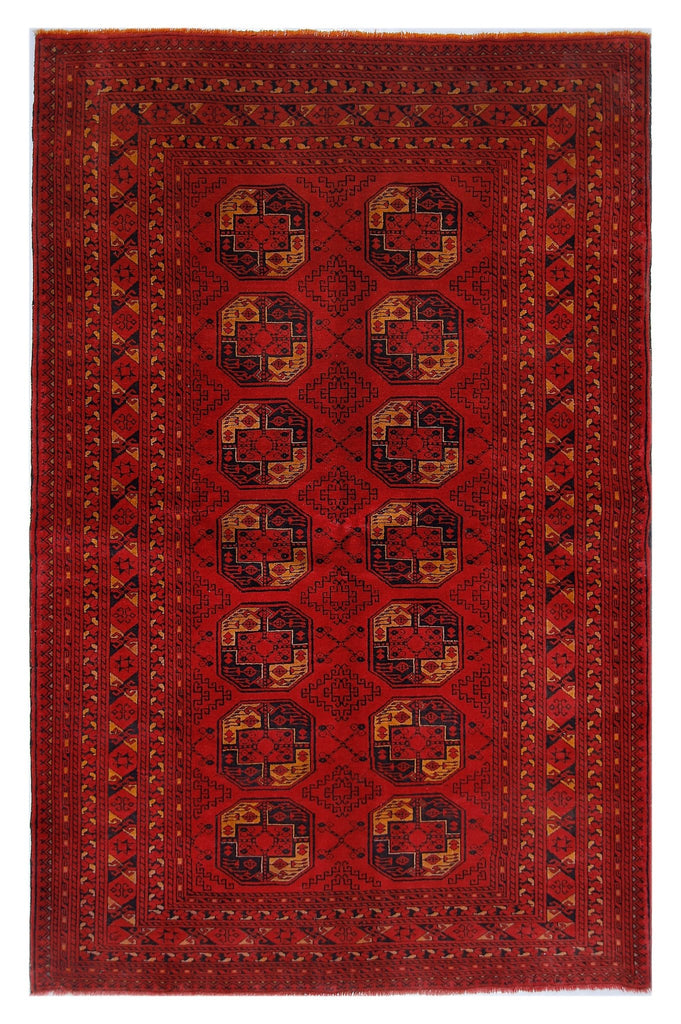 Handmade Afghan Turkmen Elephant's Foot Rug | 200 x 130 cm | 6'7" x 4'3" - Najaf Rugs & Textile