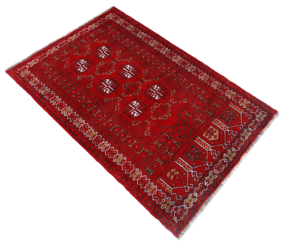 Handmade Afghan Turkmen Prayer Rug | 110 x 76 cm | 3'7" x 2'6" - Najaf Rugs & Textile