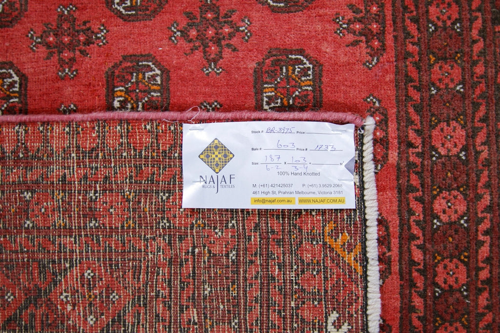 Handmade Afghan Turkmen Rug | 187 x 103 cm | 6'2" x 3'4" - Najaf Rugs & Textile