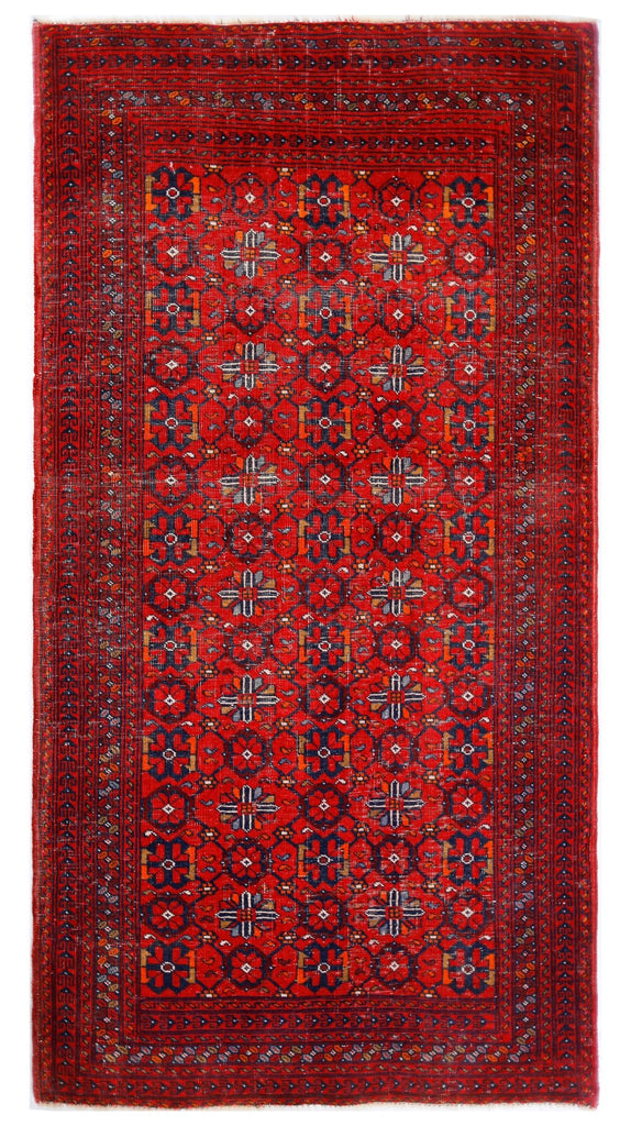 Handmade Afghan Turkmen Rug | 196 x 103 cm | 6'5" x 3'4" - Najaf Rugs & Textile