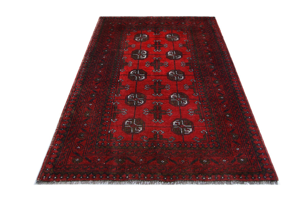 Handmade Afghan Vintage Turkmen Rug | 118 x 81 cm | 3'10" x 2'8" - Najaf Rugs & Textile
