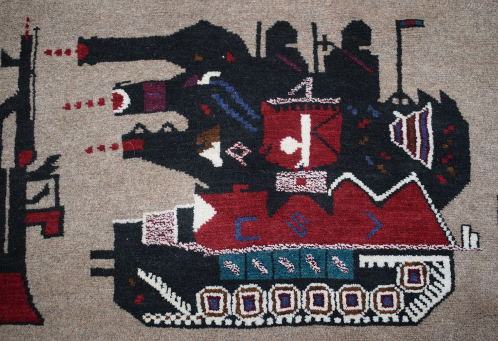 Handmade Afghan War Rug | 132 x 90 cm | 4'3" x 2'9" - Najaf Rugs & Textile