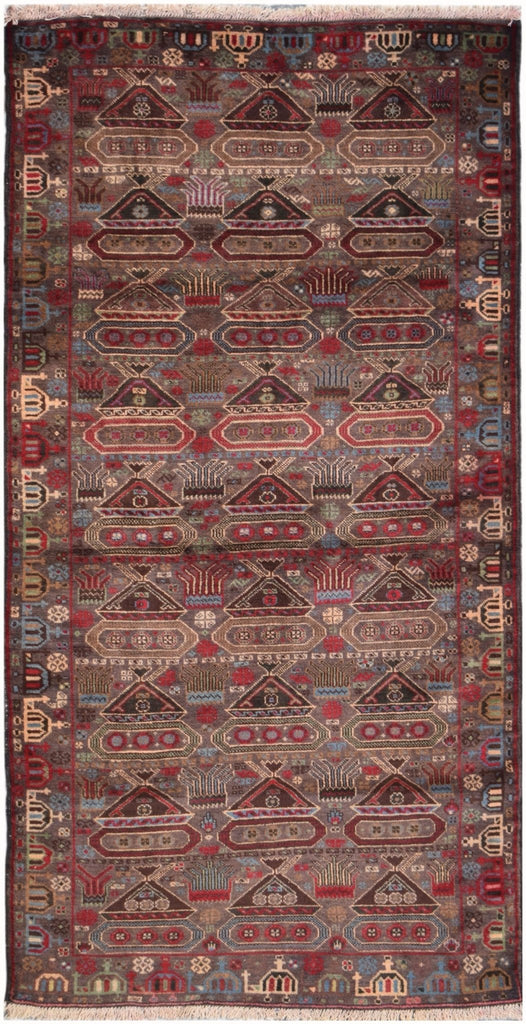 Handmade Afghan War Rug | 218 x 112 cm | 7'1" x 3'8" - Najaf Rugs & Textile