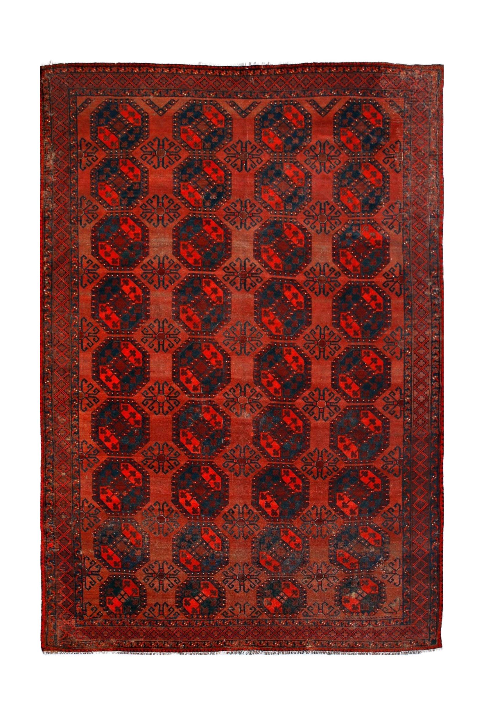 Handmade Antique Afghan Elephant's Foot Rug | 417 x 286 cm | 13'8" x 9'6" - Najaf Rugs & Textile