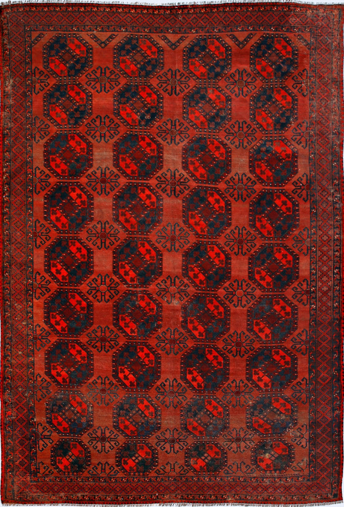 Handmade Antique Afghan Elephant's Foot Rug | 417 x 286 cm | 13'8" x 9'6" - Najaf Rugs & Textile