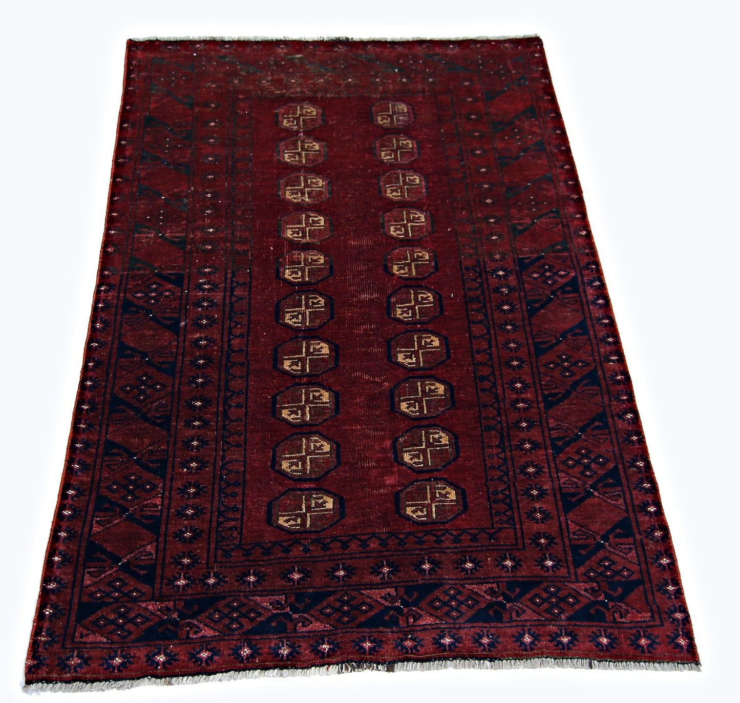 Handmade Antique Afghan Turkmen Rug | 145 x 101 cm | 4'9" x 3'3" - Najaf Rugs & Textile
