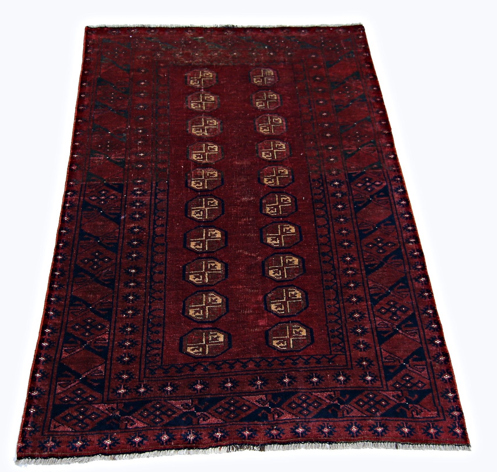 Handmade Antique Afghan Turkmen Rug | 145 x 101 cm | 4'9" x 3'3" - Najaf Rugs & Textile