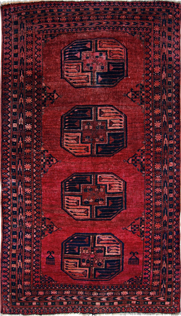 Handmade Antique Afghan Turkmen Rug | 173 x 98 cm | 5'8" x 3'2" - Najaf Rugs & Textile