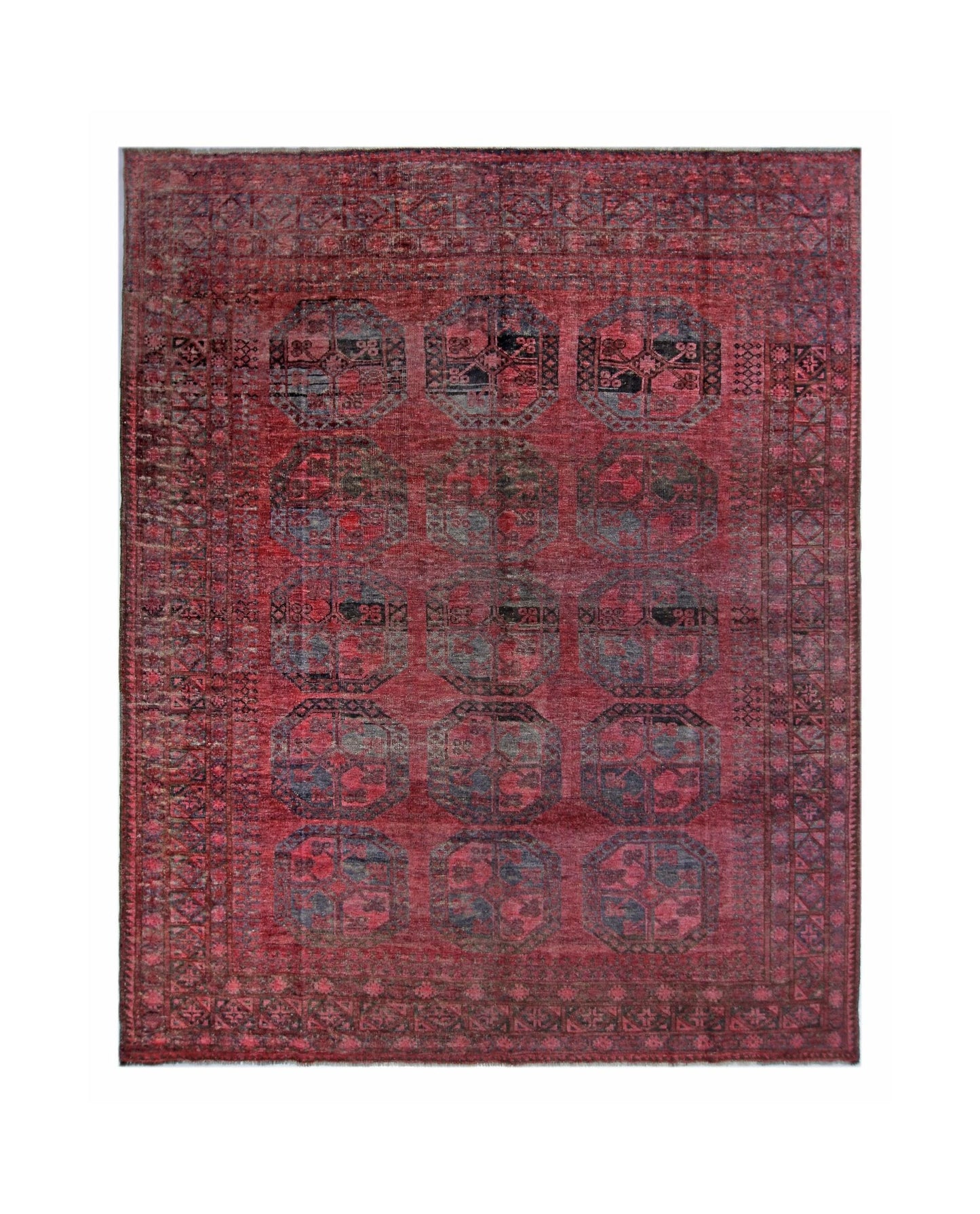 Handmade Antique Afghan Turkmen Rug | 294 x 251 cm | 9'8" x 8'3" - Najaf Rugs & Textile