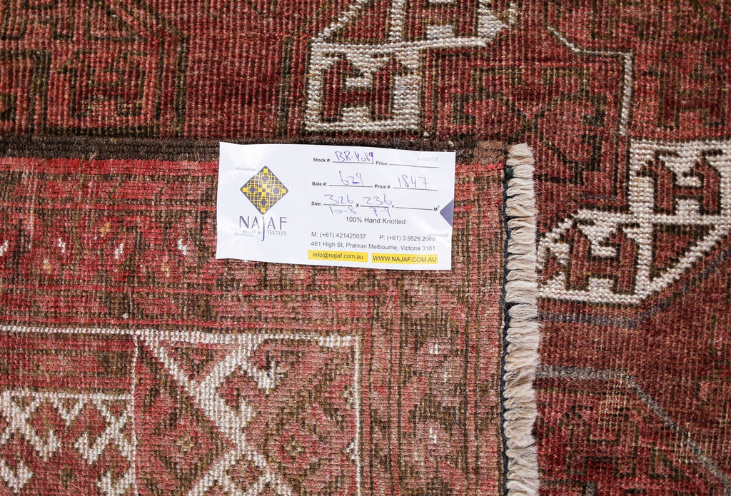 Handmade Antique Afghan Turkmen Rug | 326 x 236 cm | 10'8" x 7'9" - Najaf Rugs & Textile