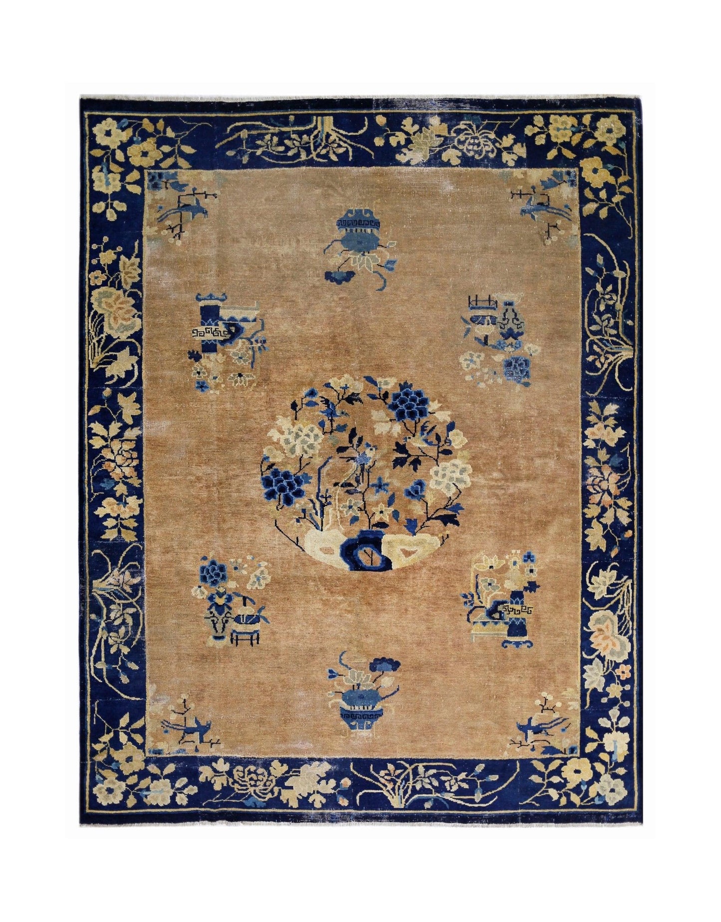 Handmade Antique Chinese Peking Rug | 236 x 181 cm | 7'9" x 5'11" - Najaf Rugs & Textile