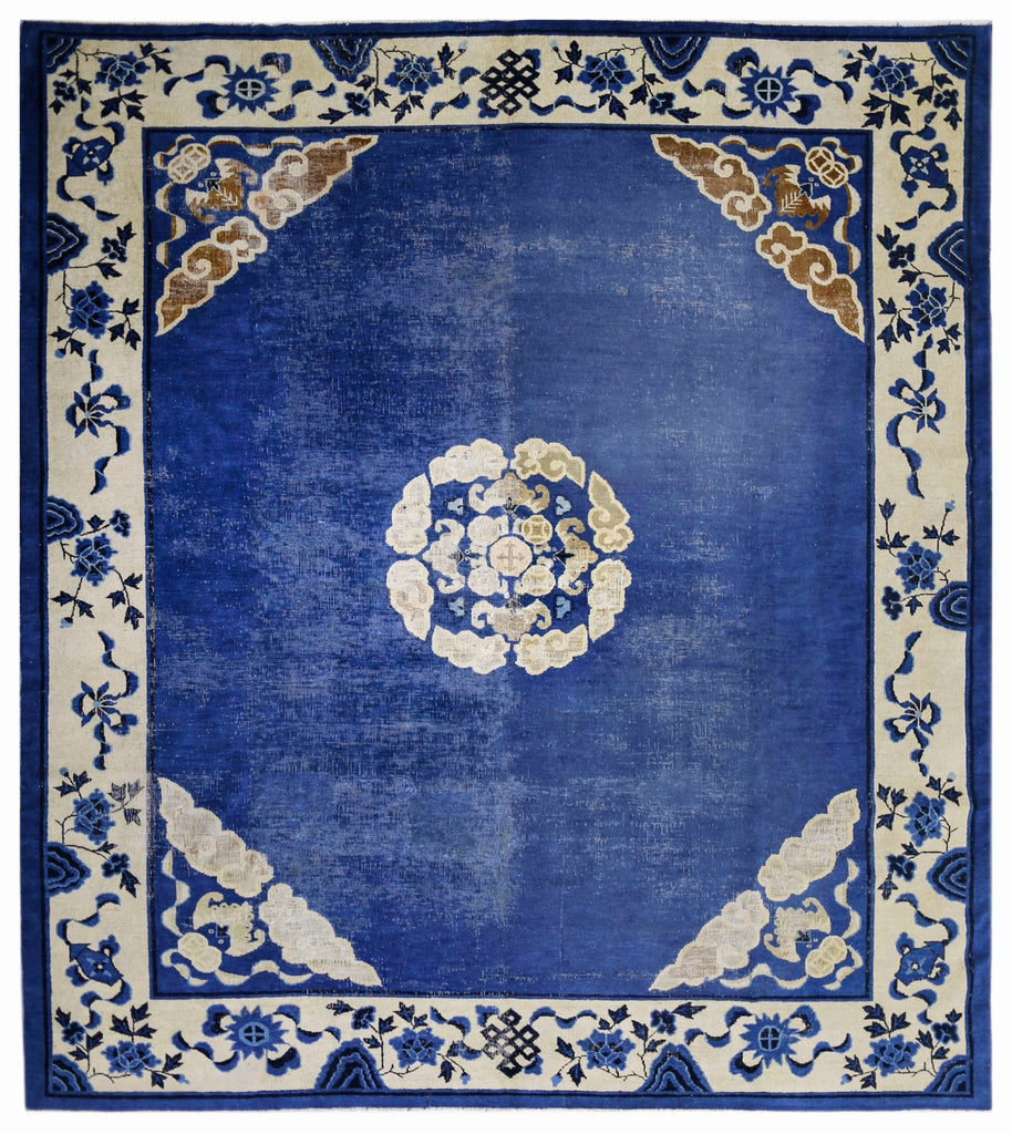 Handmade Antique Chinese Peking Rug | 267 x 243 cm | 8'9" x 8' - Najaf Rugs & Textile