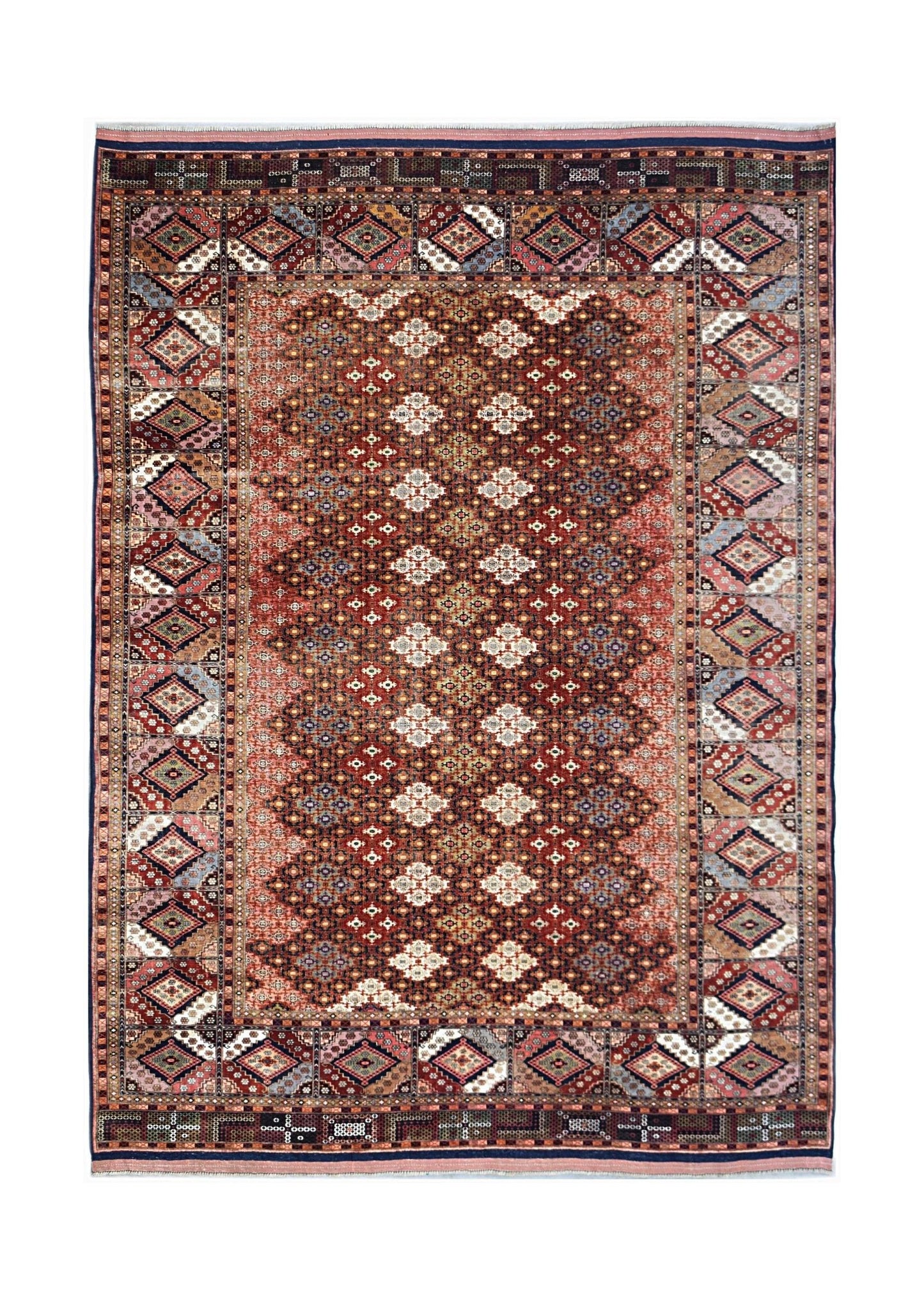 Handmade Fine Silk Afghan Bashiri Rug | 298 x 214 cm | 9'9" x 7' - Najaf Rugs & Textile