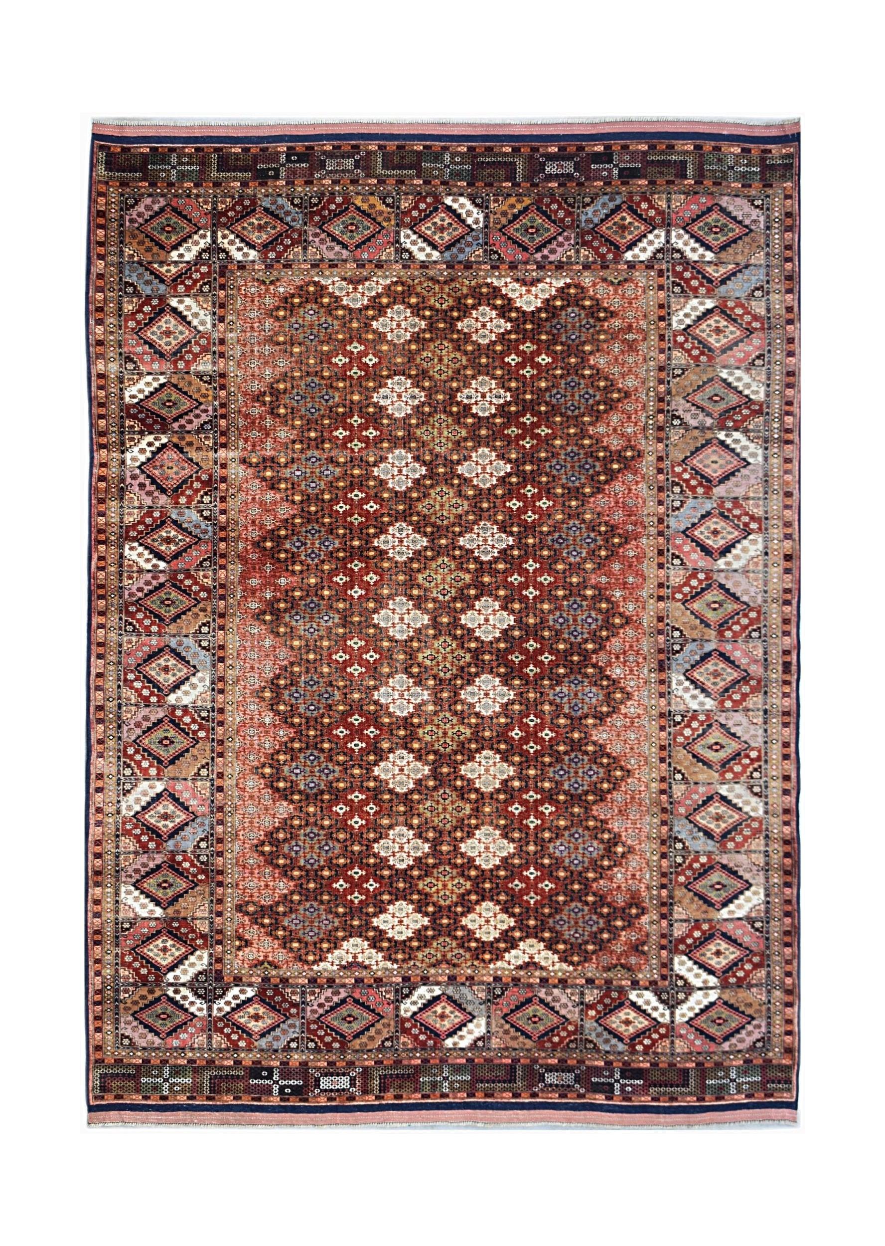 Handmade Fine Silk Afghan Bashiri Rug | 298 x 214 cm | 9'9" x 7' - Najaf Rugs & Textile