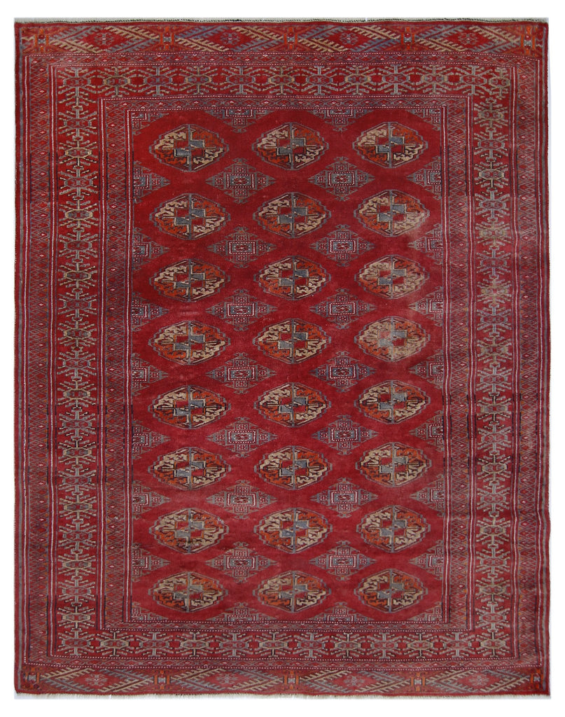 Handmade Fine Vintage Tekke Turkmen Sara Rug | 166 x 133 cm | 5'5" x 4'4" - Najaf Rugs & Textile