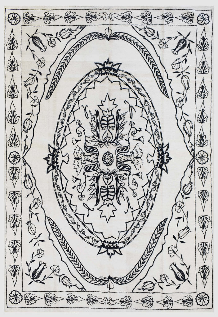 Handmade Hand Embroidered Kilim | 235 x 178 cm | 7'7" x 5'8" - Najaf Rugs & Textile