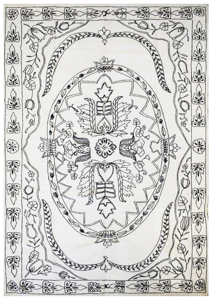Handmade Hand Embroidered Kilim | 293 x 192 cm | 9'6" x 6'2" - Najaf Rugs & Textile