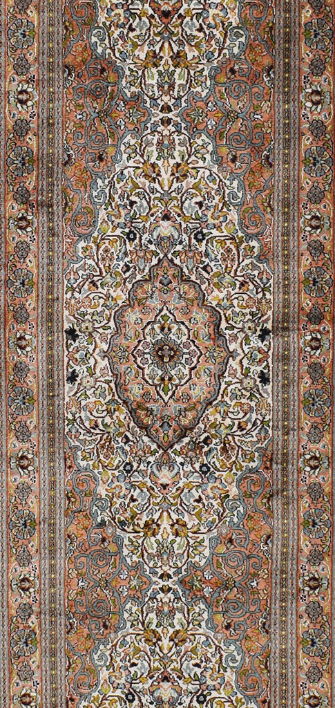 Handmade Kashmiri Silk Hallway Runner | 324 x 80 cm | 10'6" x 2'6" - Najaf Rugs & Textile