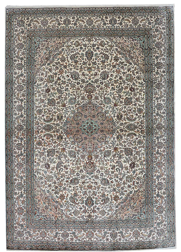 Handmade Kashmiri Silk Rug | 213 x 155 cm - Najaf Rugs & Textile