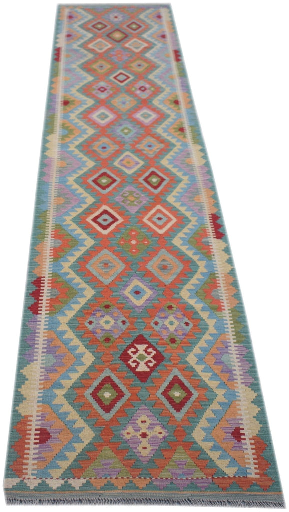 Handmade Maimana Kilim Hallway Runner | 386 x 83 cm - Najaf Rugs & Textile