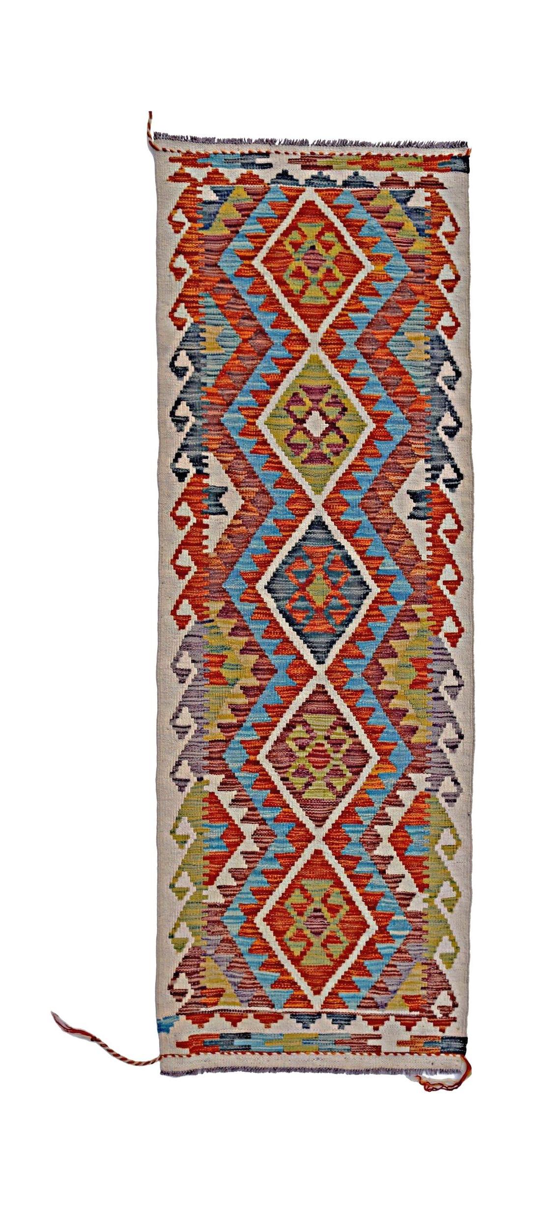 Handmade Maimana Killim Hallway Runner | 189 x 66 cm | 6'3" x 2'2" - Najaf Rugs & Textile