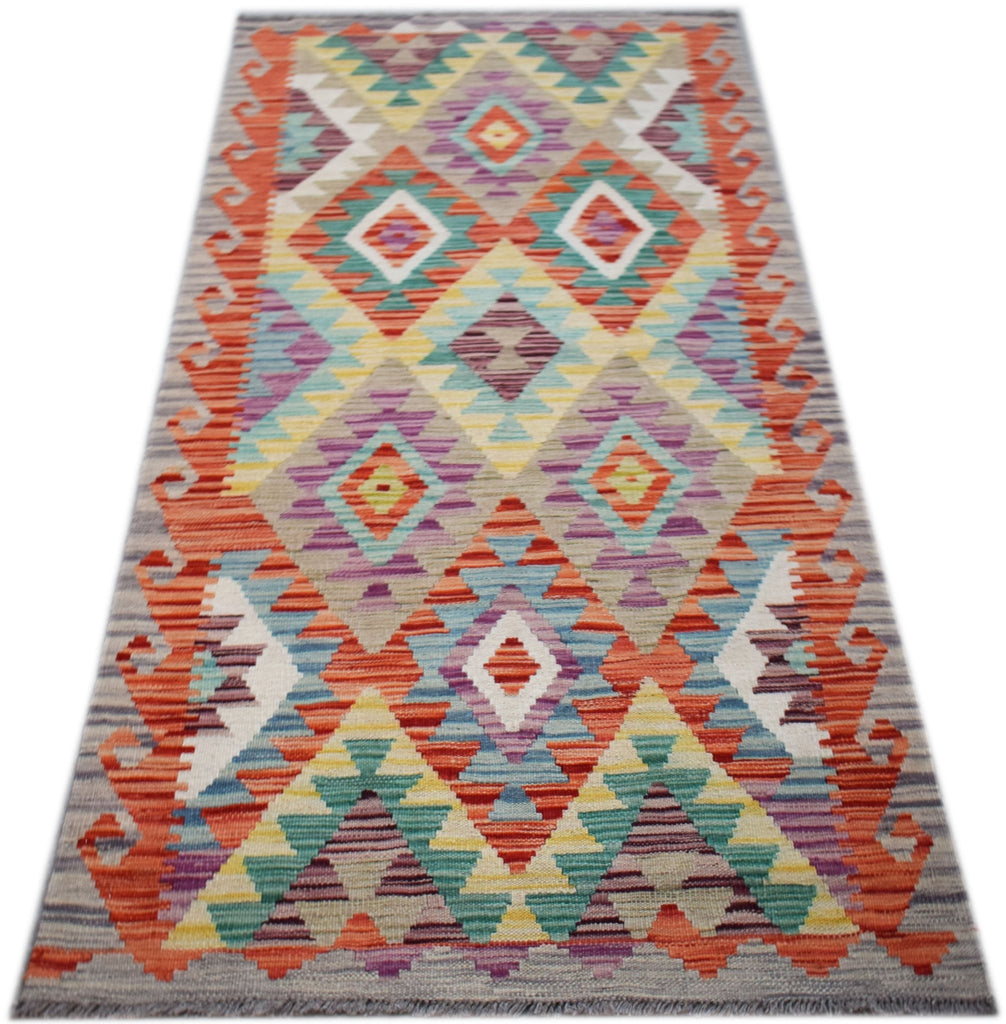 Handmade Maimana Killim Hallway Runner | 191 x 93 cm | 6'4" x 3'1" - Najaf Rugs & Textile