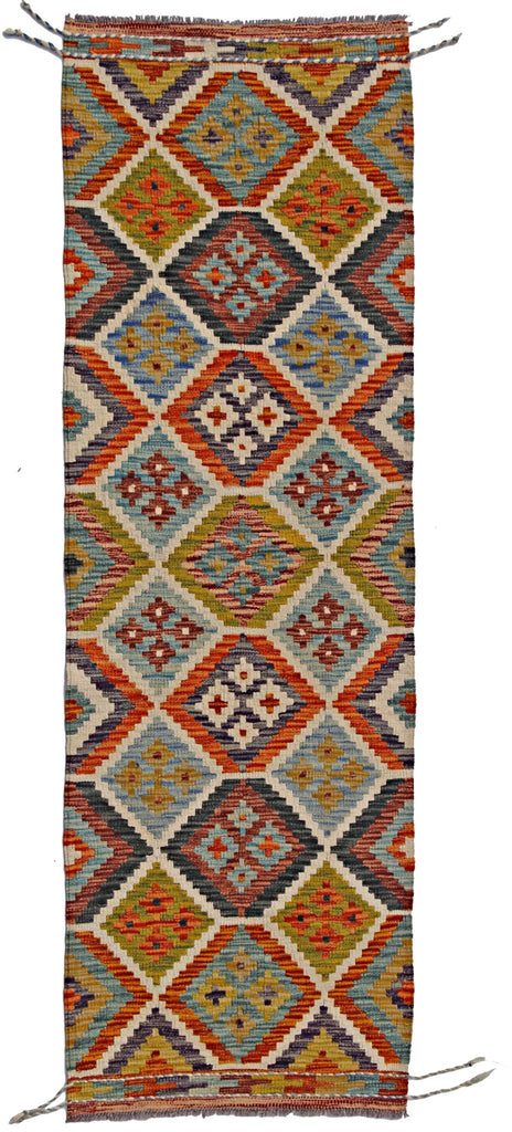 Handmade Maimana Killim Hallway Runner | 194 x 64 cm | 6'5" x 2'1" - Najaf Rugs & Textile