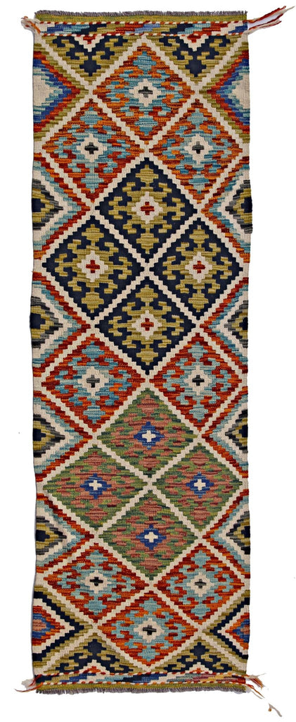 Handmade Maimana Killim Hallway Runner | 195 x 62 cm | 6'5" x 2'1" - Najaf Rugs & Textile