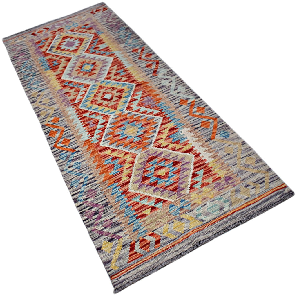Handmade Maimana Killim Hallway Runner | 205 x 75 cm | 6'9" x 2'7" - Najaf Rugs & Textile