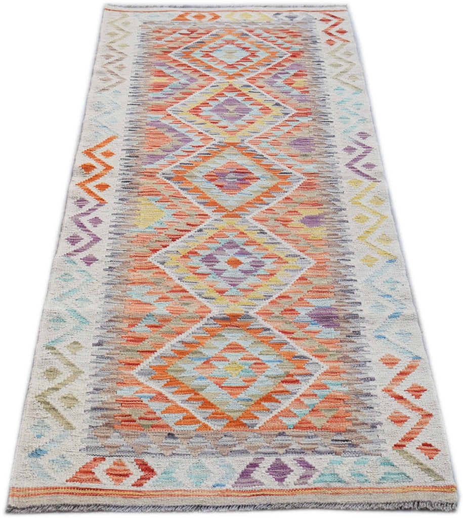 Handmade Maimana Killim Hallway Runner | 206 x 83 cm | 6'9" x 2'9" - Najaf Rugs & Textile