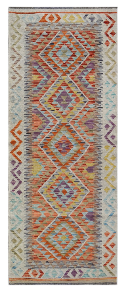 Handmade Maimana Killim Hallway Runner | 206 x 83 cm | 6'9" x 2'9" - Najaf Rugs & Textile