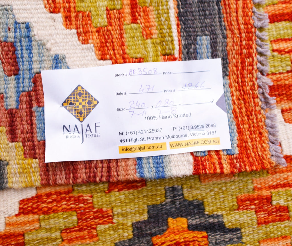 Handmade Maimana Killim Hallway Runner | 240 x 80 cm | 7'11" x 2'8" - Najaf Rugs & Textile