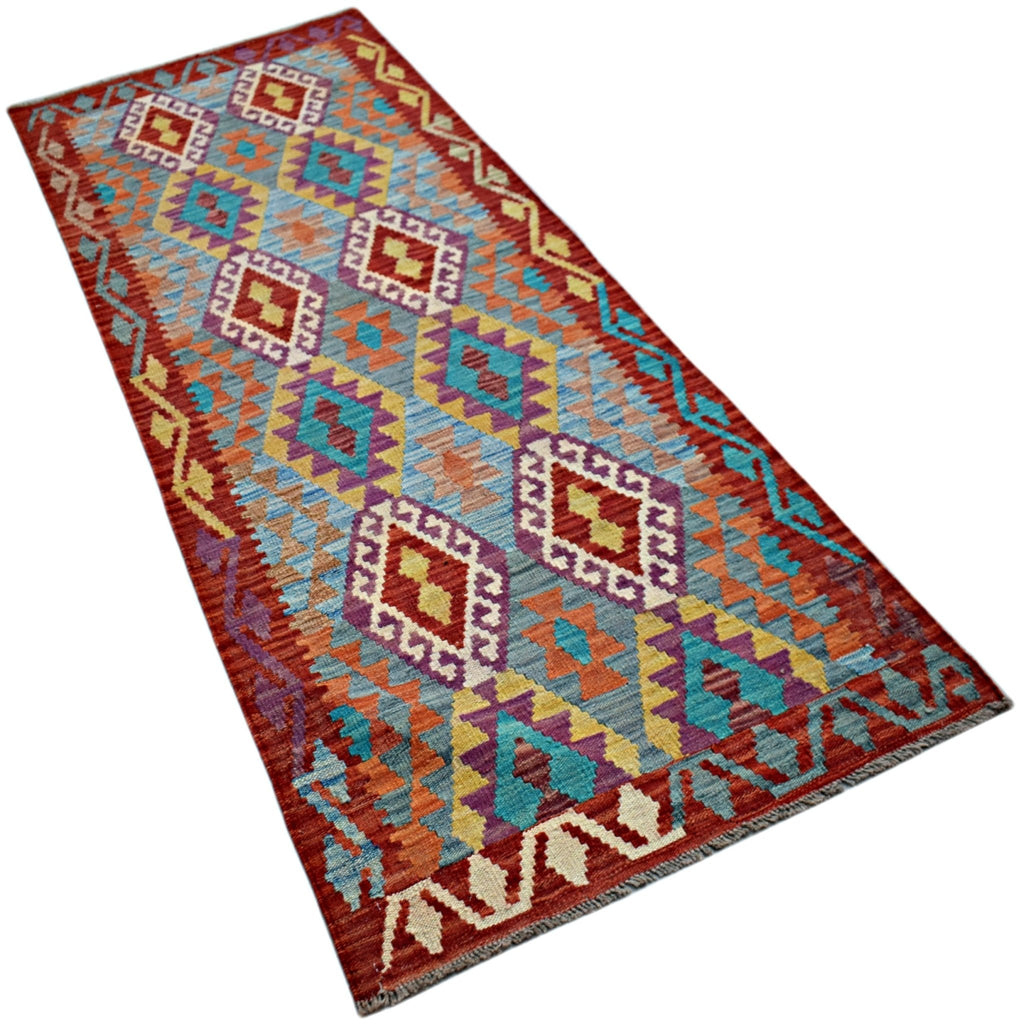 Handmade Maimana Killim Hallway Runner | 240 x 87 cm | 7'10" x 2'10" - Najaf Rugs & Textile