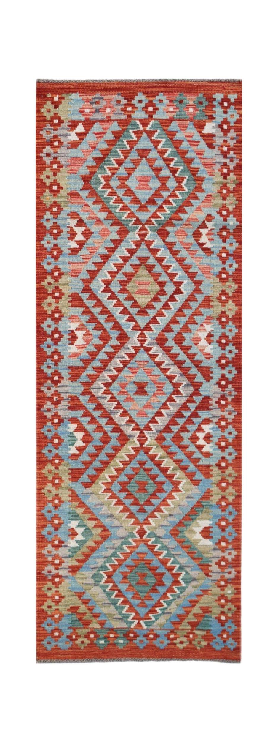 Handmade Maimana Killim Hallway Runner | 241 x 86 cm | 7'11" x 2'10" - Najaf Rugs & Textile
