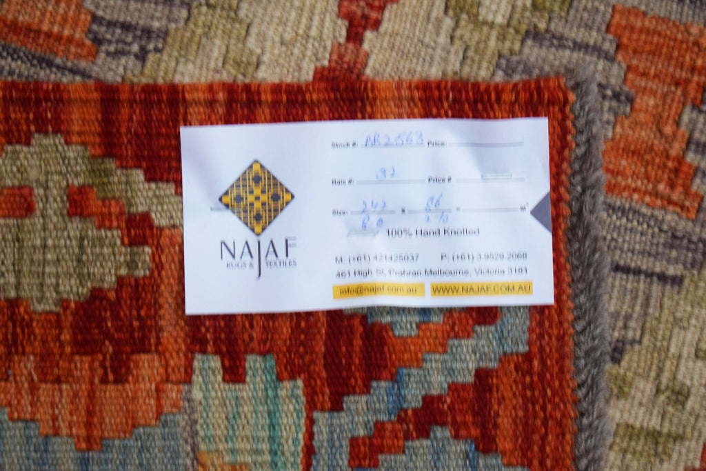 Handmade Maimana Killim Hallway Runner | 242 x 86 cm | 8' x 2'10" - Najaf Rugs & Textile