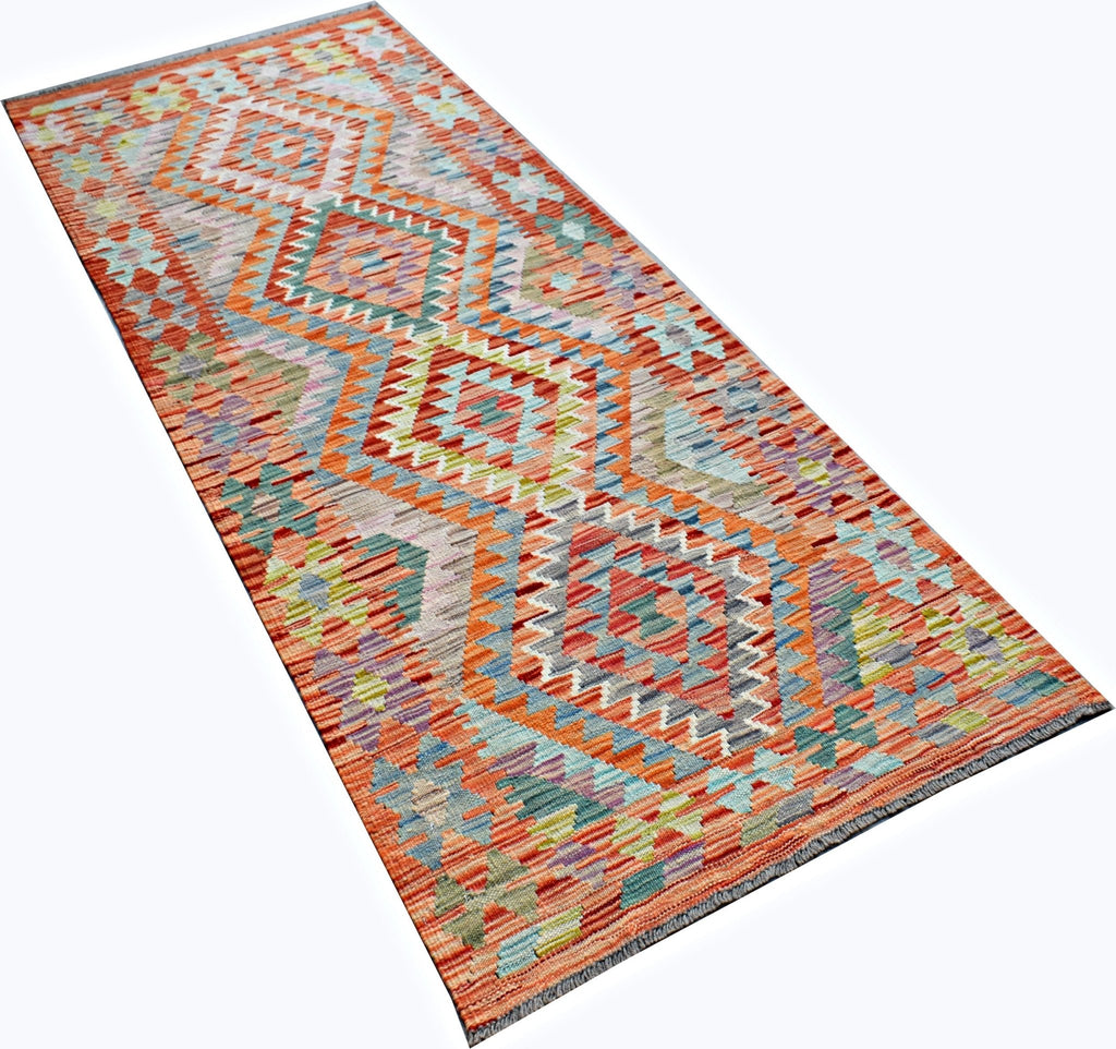 Handmade Maimana Killim Hallway Runner | 242 x 87 cm | 7'11" x 2'11" - Najaf Rugs & Textile