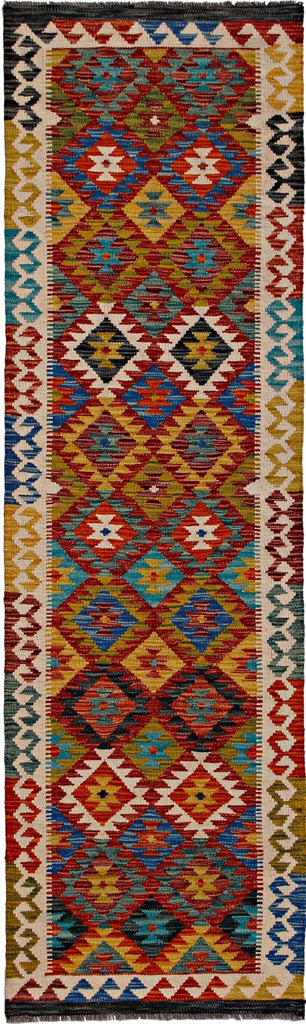 Handmade Maimana Killim Hallway Runner | 251 x 75 cm | 8'3" x 2'6" - Najaf Rugs & Textile