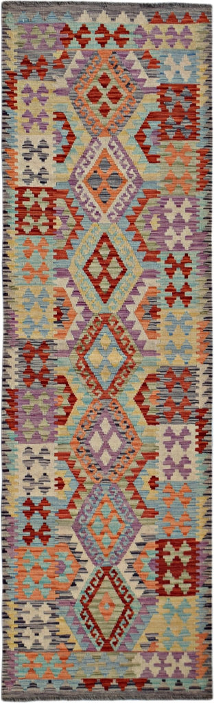 Handmade Maimana Killim Hallway Runner | 285 x 86 cm | 9'4" x 2'10" - Najaf Rugs & Textile
