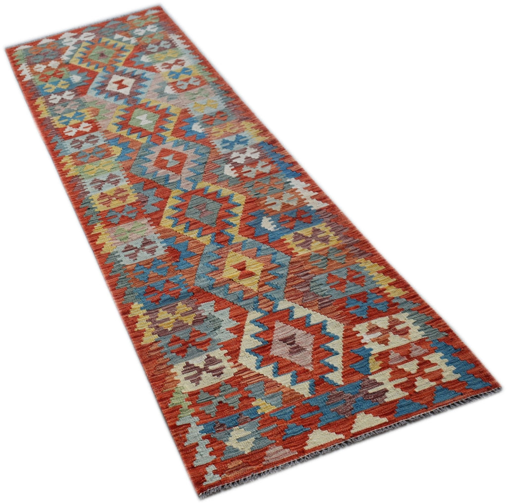 Handmade Maimana Killim Hallway Runner | 289 x 81 cm | 9'6" x 2'8" - Najaf Rugs & Textile