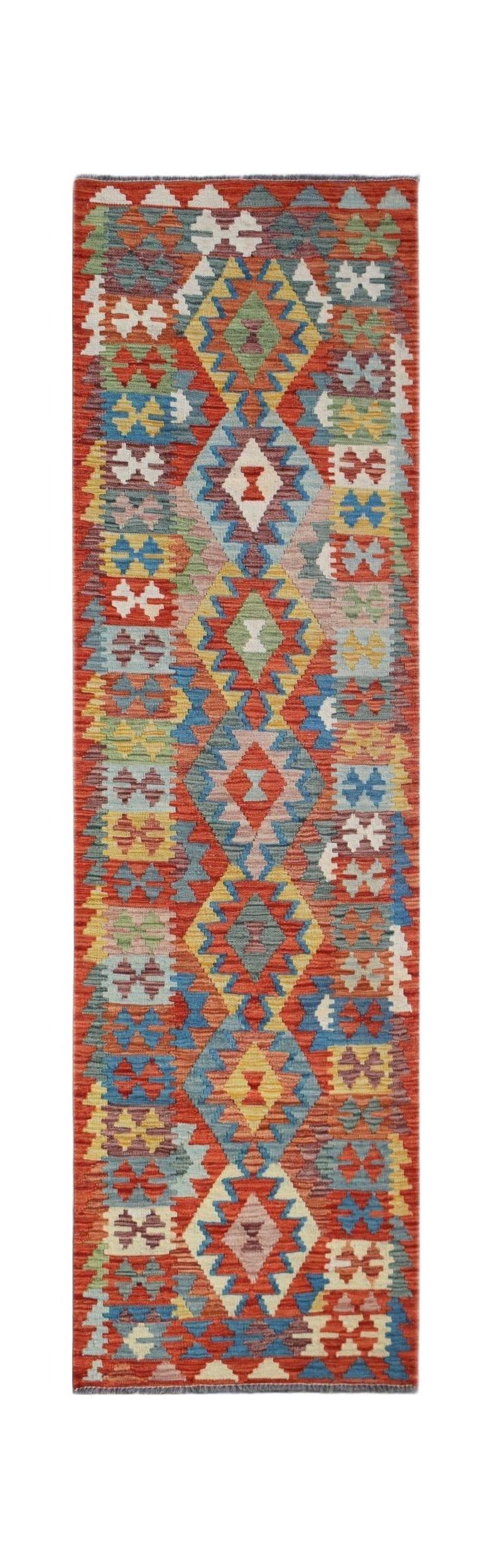Handmade Maimana Killim Hallway Runner | 289 x 81 cm | 9'6" x 2'8" - Najaf Rugs & Textile