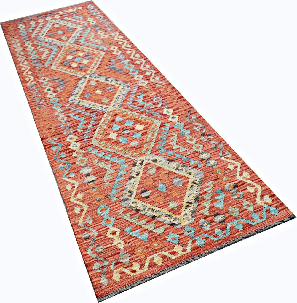Handmade Maimana Killim Hallway Runner | 289 x 87 cm | 9'6" x 2'10" - Najaf Rugs & Textile