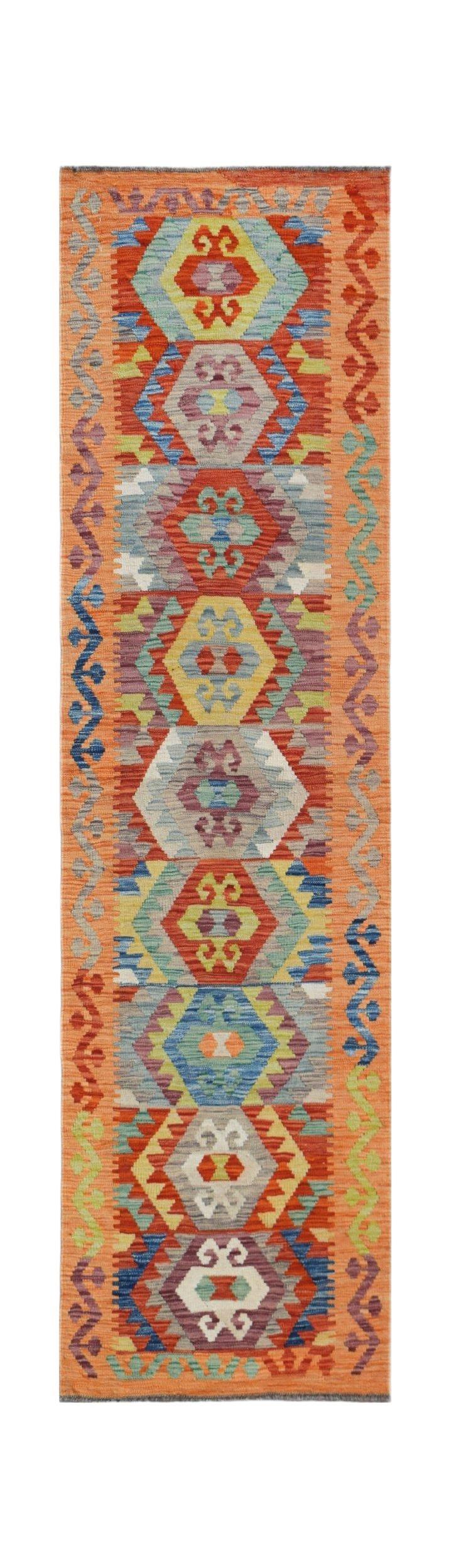 Handmade Maimana Killim Hallway Runner | 290 x 77 cm | 9'6" x 2'6" - Najaf Rugs & Textile