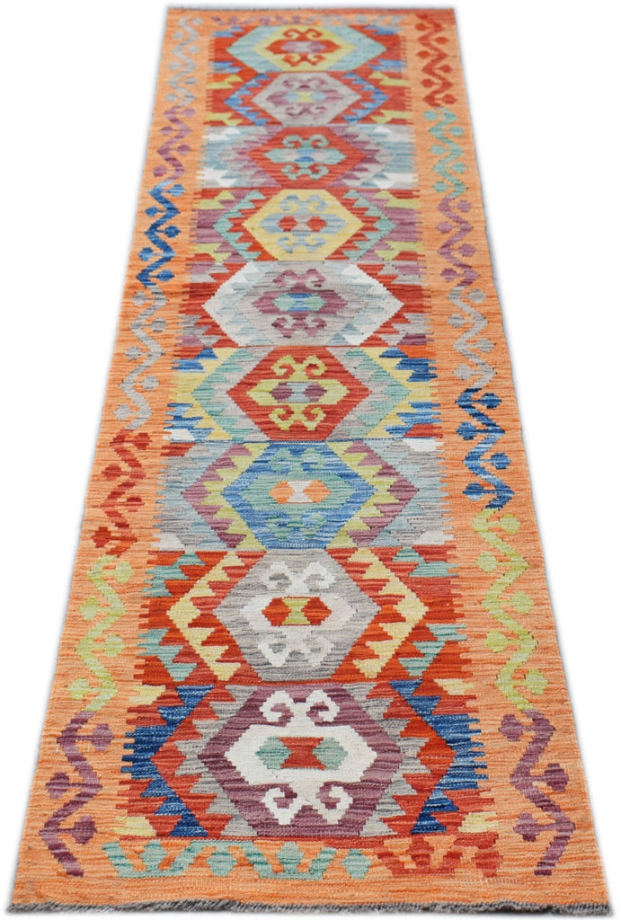 Handmade Maimana Killim Hallway Runner | 290 x 77 cm | 9'6" x 2'6" - Najaf Rugs & Textile