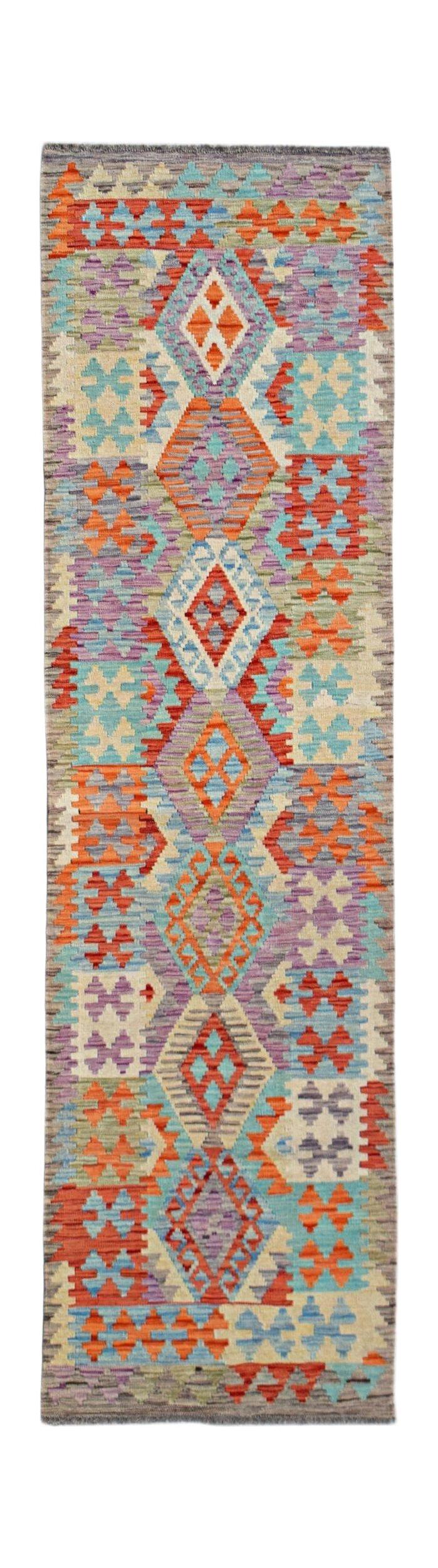 Handmade Maimana Killim Hallway Runner | 290 x 78 cm | 9'6" x 2'7" - Najaf Rugs & Textile