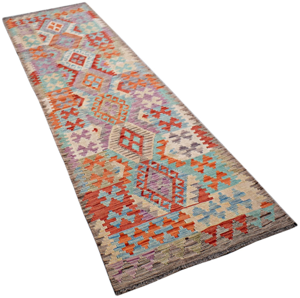 Handmade Maimana Killim Hallway Runner | 290 x 78 cm | 9'6" x 2'7" - Najaf Rugs & Textile